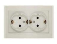 Розетка 2-м СП Бриллиант 16А IP20 с заземл. защ. шторки сл. кость UNIVersal 7948769 Розетка 2-м СП Бриллиант 16А IP20 с заземл. защ. шторки сл. кость UNIVersal 7948769