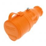 Розетка переносная влагозащищенная с крышкой с заземл. 16А IP44 каучук оранж. Rexant 111-123 Розетка переносная влагозащищенная с крышкой с заземл. 16А IP44 каучук оранж. Rexant 111-123