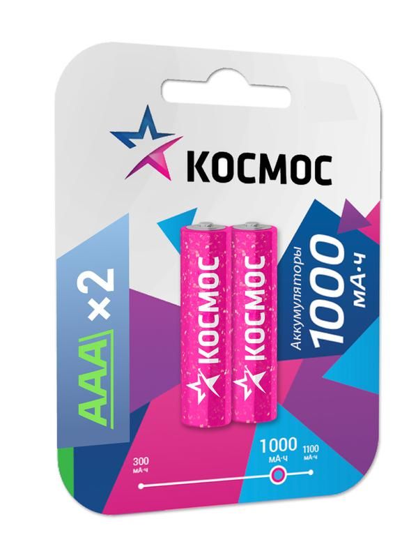 Аккумулятор AAA/LR03 NI-MN 1000мА.ч BP-2 (блист.2шт) КОСМОС KOCR03NIMH(1000MAH)