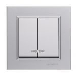 Выключатель 2-кл. СП Karea 10А IP20 сереб. с подсветкой Makel 56065023 Выключатель 2-кл. СП Karea 10А IP20 сереб. с подсветкой Makel 56065023