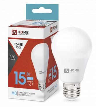 Лампа светодиодная низковольтная LED-MO-PRO 15Вт грушевидная 6500К холод. бел. E27 1200лм 12-48В IN HOME 4690612036366