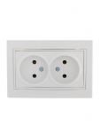 Розетка 2-м СП Mira 16А IP20 без заземл. с бел. вставкой керамика бел. LEZARD 701-0202-128
