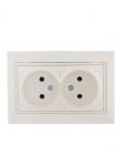 Розетка 2-м СП Mira 16А IP20 без заземл. со вставкой керамика жемчуж./бел. перламутр. LEZARD 701-3030-128