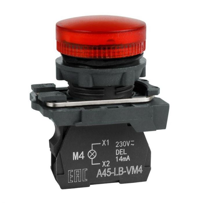 Лампа сигнальная OptiSignal D22 C5-L-B4 красн. пластик 24VAC/DC XB5AVB4 КЭАЗ 332191