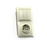 Блок СП БКВР-413 Селена (3-кл. выкл. + розетка с заземл.) сл. кость Кунцево 8178 Блок СП БКВР-413 Селена (3-кл. выкл. + розетка с заземл.) сл. кость Кунцево 8178