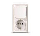 Блок ОП Олимп 1-кл. вык.+ роз. с заземл. верт. бел. UNIVersal О0038 Блок ОП Олимп 1-кл. вык.+ роз. с заземл. верт. бел. UNIVersal О0038