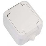 Розетка 1-м ОП 16А IP44 с заземл. с крышкой п/герм. бел. Makel 18304 Розетка 1-м ОП 16А IP44 с заземл. с крышкой п/герм. бел. Makel 18304