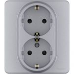 Розетка Inspiria 16А 250В 2х2P+E немецк. стандарт алюм. Leg 673752 Розетка Inspiria 16А 250В 2х2P+E немецк. стандарт алюм. Leg 673752