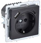 Розетка BRITE РЮш11-1-БрЧ 16А с USB A+C 18Вт с заземл. защ. шторки черн. IEK BR-R14-16-U22-018-K02 Розетка BRITE РЮш11-1-БрЧ 16А с USB A+C 18Вт с заземл. защ. шторки черн. IEK BR-R14-16-U22-018-K02