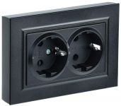 Розетка 2-м СП BRITE РСш12-3-БрЧ 16А в сборе с заземл. защ. шторки черн. IEK BR-R24-16-K02-F Розетка 2-м СП BRITE РСш12-3-БрЧ 16А в сборе с заземл. защ. шторки черн. IEK BR-R24-16-K02-F
