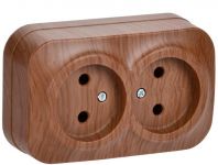 Розетка 2-м ОП GLORY РС22-2-ХД 10А без заземл. дуб IEK ERH20-K24-10 Розетка 2-м ОП GLORY РС22-2-ХД 10А без заземл. дуб IEK ERH20-K24-10