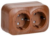 Розетка 2-м ОП GLORY РСш22-3-ХД 16А с заземл. защ. шторки дуб IEK ERH24-K24-16 Розетка 2-м ОП GLORY РСш22-3-ХД 16А с заземл. защ. шторки дуб IEK ERH24-K24-16