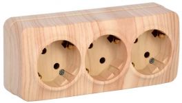 Розетка 3-м ОП GLORY РС23-3-ХС 16А с заземл. сосна IEK ERH31-K34-16 Розетка 3-м ОП GLORY РС23-3-ХС 16А с заземл. сосна IEK ERH31-K34-16