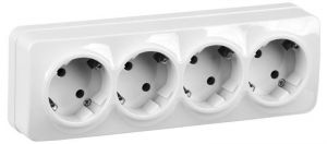 Розетка 4-м ОП GLORY РС24-3-ХБ 16А с заземл. бел. IEK ERH41-K01-16 Розетка 4-м ОП GLORY РС24-3-ХБ 16А с заземл. бел. IEK ERH41-K01-16