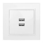 Розетка USB 2-м СП Минск 2.1А бел. EKF ERR-2USB-100 Розетка USB 2-м СП Минск 2.1А бел. EKF ERR-2USB-100