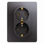 Розетка 2-м СП Glossa 16А IP20 250В с заземл. в сборе графит SE GSL001324 Розетка 2-м СП Glossa 16А IP20 250В с заземл. в сборе графит SE GSL001324