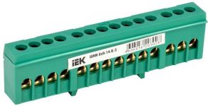 Шина PE "земля" в корп. изоляции на DIN-рейку ШНИ-6х9-14-К-З IEK YNN10-69-14KD-K06 Шина PE "земля" в корп. изоляции на DIN-рейку ШНИ-6х9-14-К-З IEK YNN10-69-14KD-K06
